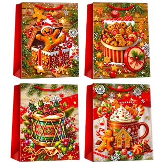 Купить Пакет бумажный новогодний 18×23×10 см, с фольгой 210 г/м² №641S оптом